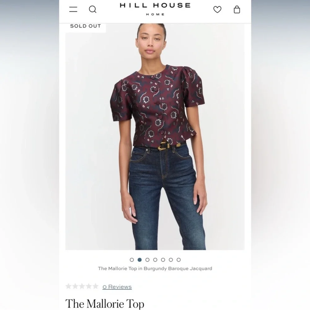 Hill House Mallorie Top in Burgundy with Navy Floral Motif